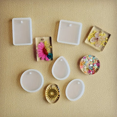 5pcs Resin Pendant Silicone Casting Mold Set for DIY Keychain Necklace Earrings