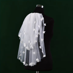 Bridal Veil Short with Hair Comb & Pearl Petal Romantic Wedding Photography Prop
