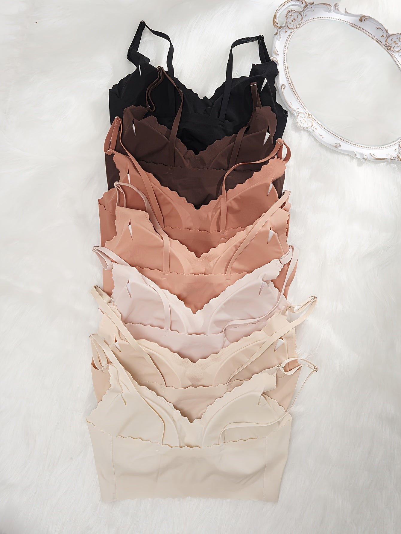 7pcs Solid Push Up Bra Comfy Removable Padded Seamless Anti-sagging Bra