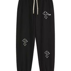 Men's Cross Print Loose Fitted Sweatpants Autumn Casual Pants