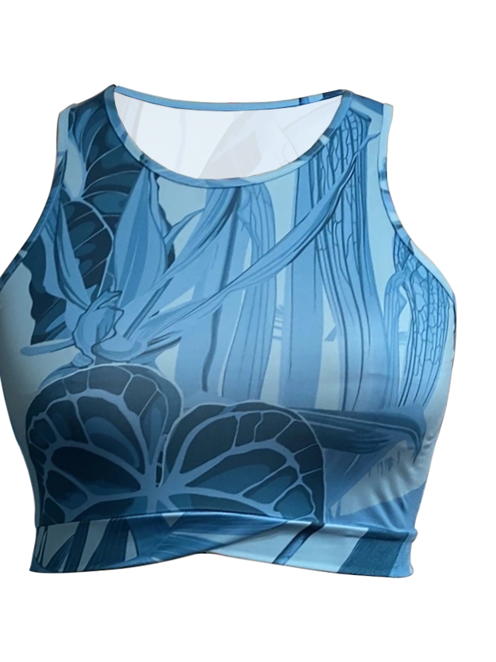 Women's Plus Tropical Print Crop Tank Top & Leggings Outfits 2 Piece Set