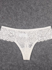 4pcs Floral Lace Thongs Soft & Comfy Stretch Panties Women's Lingerie