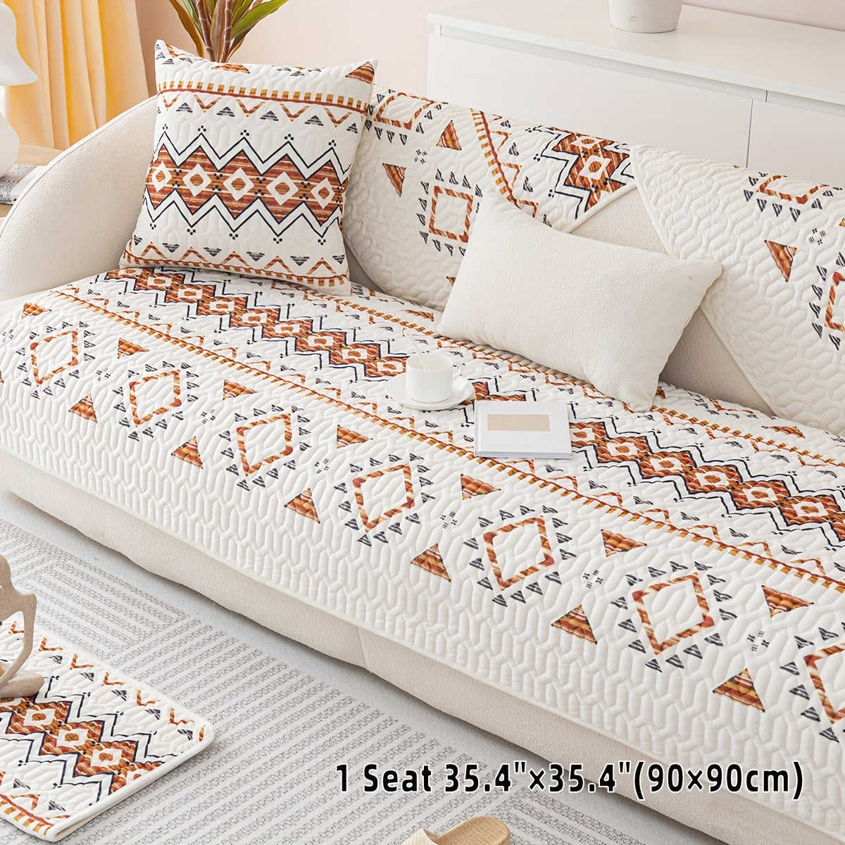 Bohemian Velvet Sofa Slipcover Geometric Sofa Cover