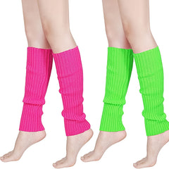 80s Neon Leg Warmers Knit Ribbed Leg Warmer Party Accessory
