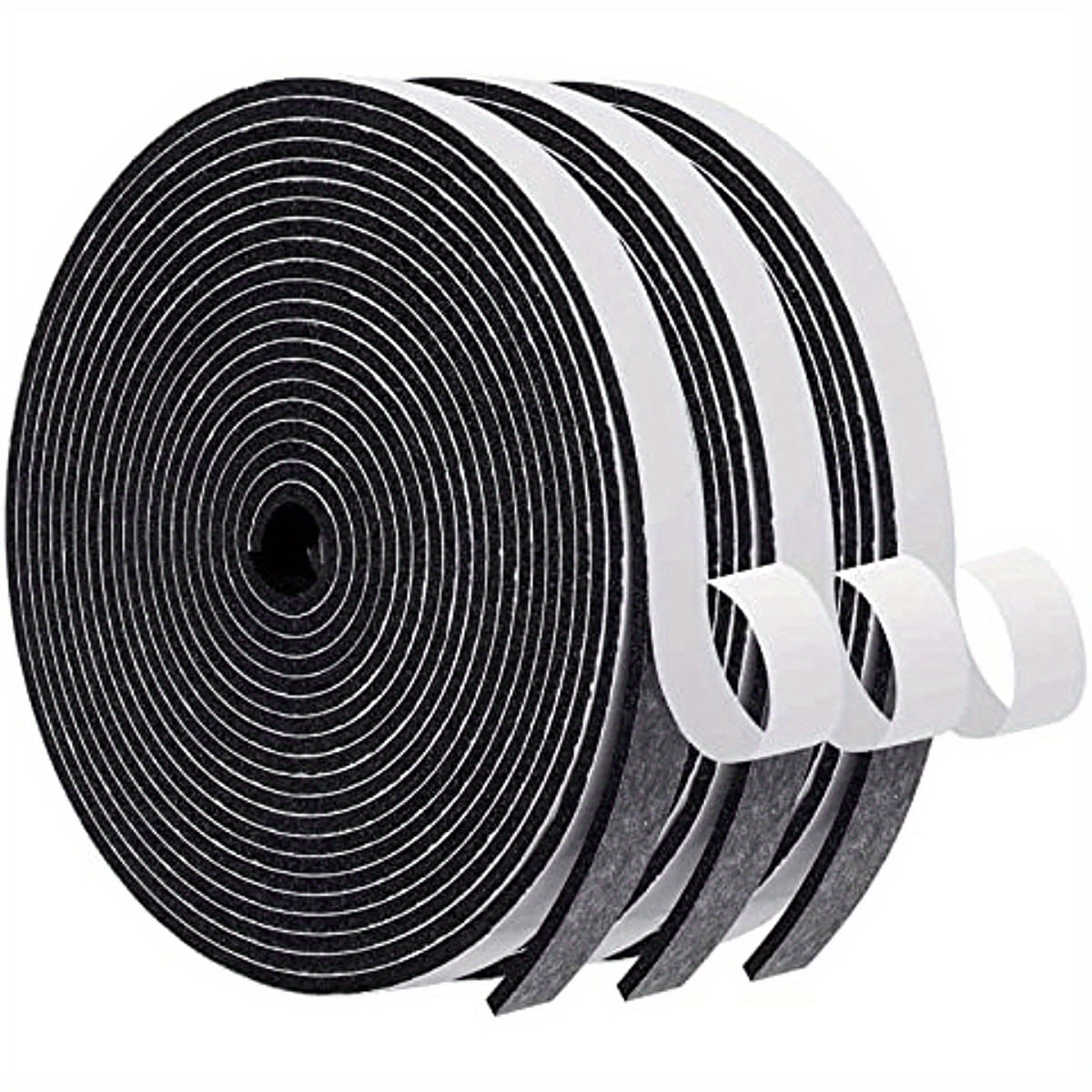 3 Rolls Door Weather Stripping 2.54cm W x 2.54-20.32cm T, Soundproof Seal Strip