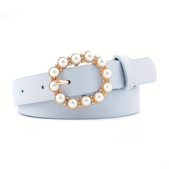 4pcs Leather Pearl Belt with Japanese Character Buckle for Girls