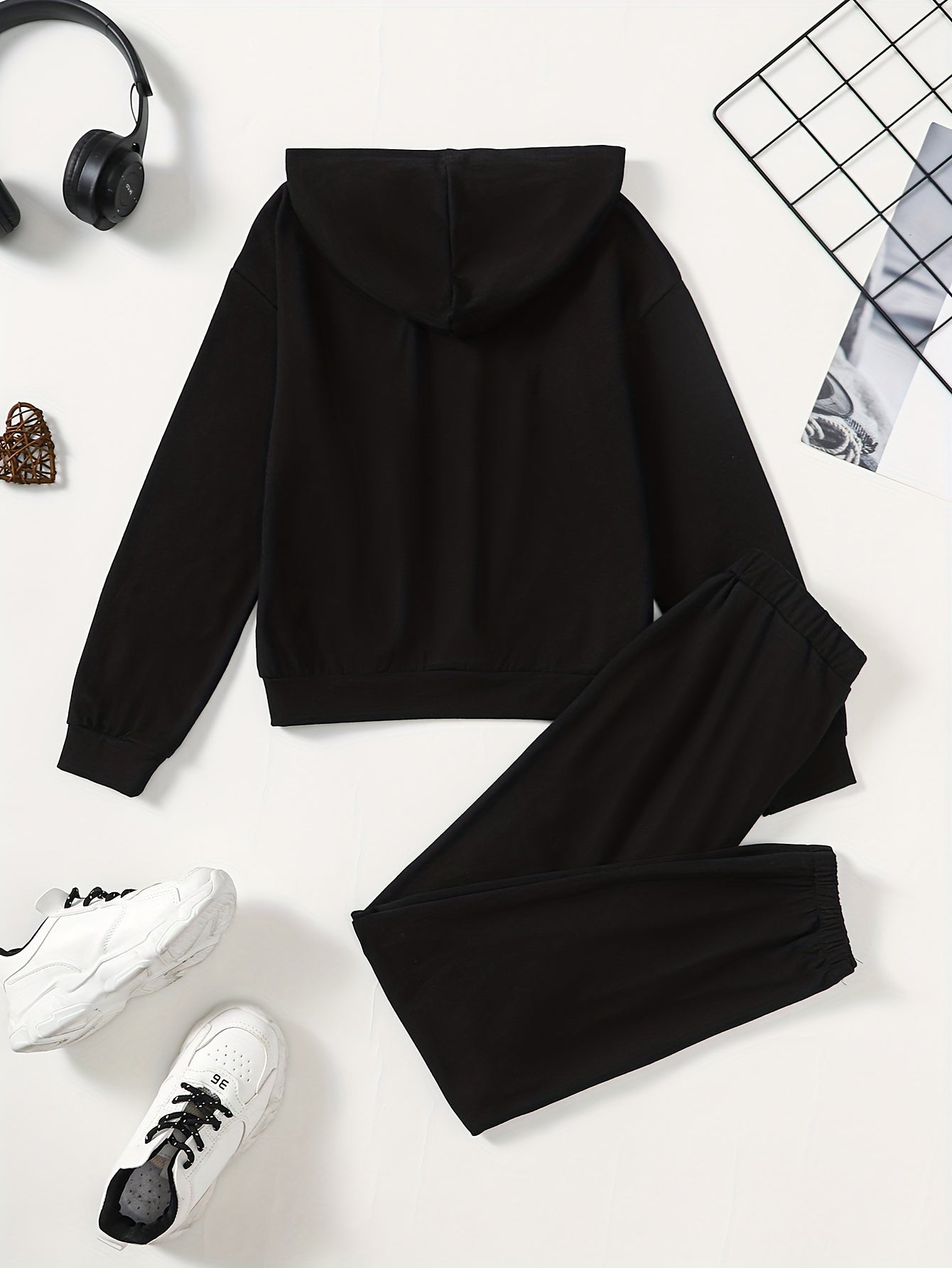 Girl's Heart Hoodie & Sweatpants Set Casual Outfits Kids Clothes