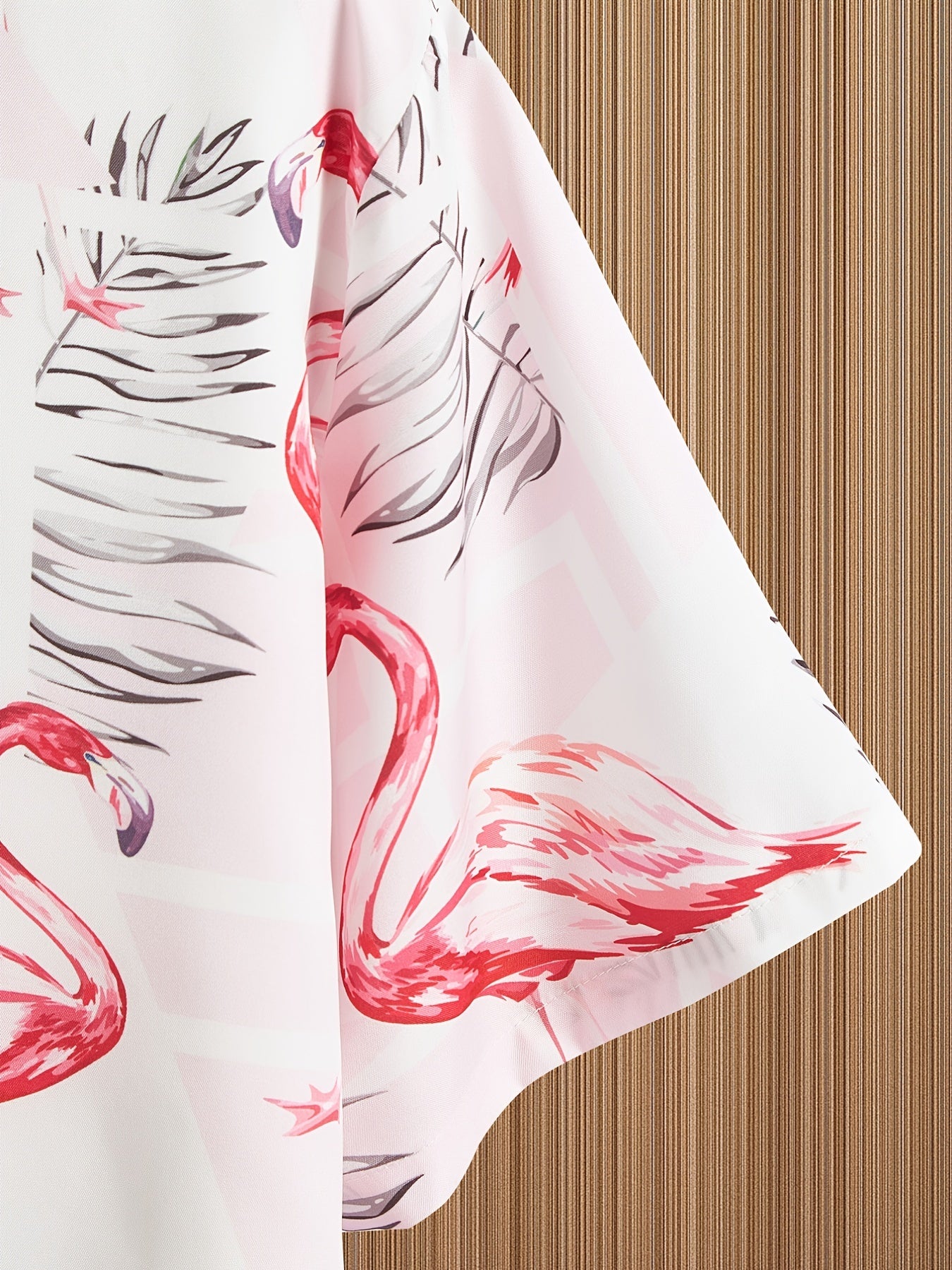 Red Crown Crane Print Men's Hawaiian Style Button Up Shirt