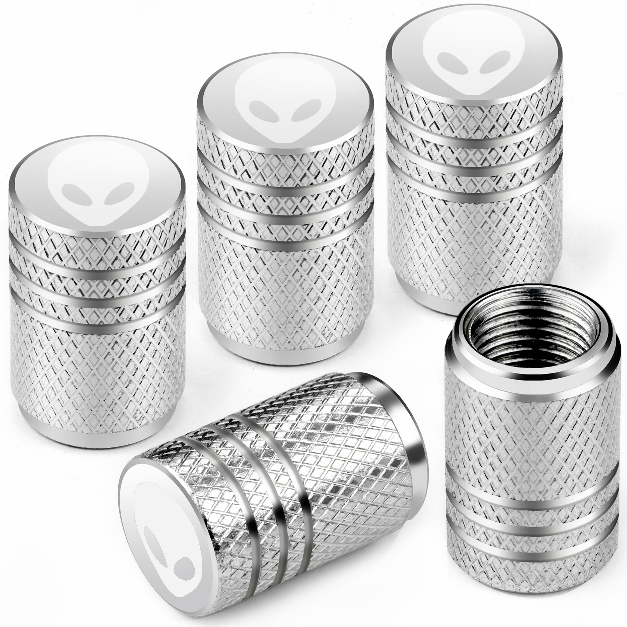5pcs Aluminum Alloy Bike Valve Caps Alien Pattern Valve Cover