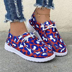 Leopard Pattern Canvas Casual Flat Shoes Lightweight Outdoor Walking Shoes