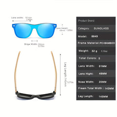 Men's Large Frame Wooden Leg Sunglasses UV Protection