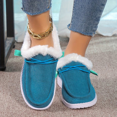 Plush Lined Thermal Furry Snow Shoes Winter Warm Non Slip Boat Shoes