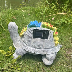 Solar Turtle Succulent Statue with 7 LED Lights for Outdoor Decor