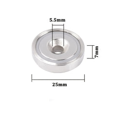 4pcs Heavy Duty 25mm Round Base Cup Neodymium Magnets with Holes