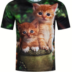 Kitty Print T Shirt Unisex Breathable Top Men Women