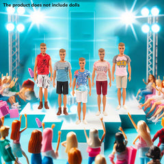 10pcs 11.8 Inch Male Doll Clothing Set - 5 Tops 5 Pants