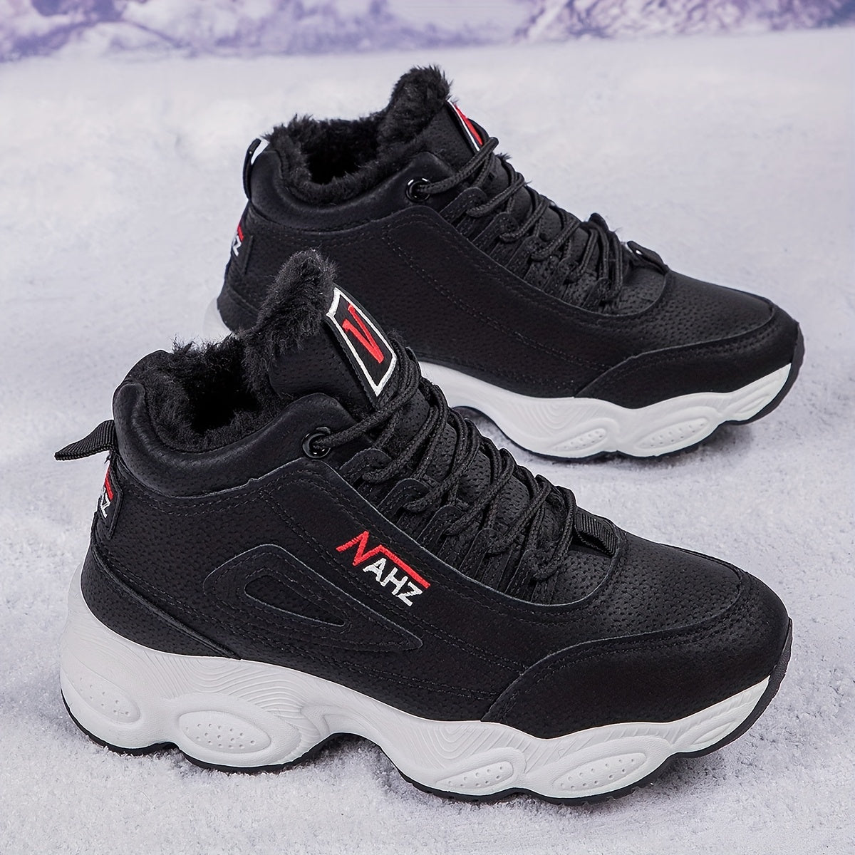 Thick Bottom High Top Snow Boots Round Toe Lace Up Cotton Shoes