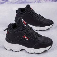 Thick Bottom High Top Snow Boots Round Toe Lace Up Cotton Shoes