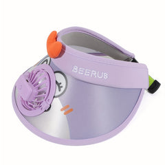 Heart Cartoon Fan Visor Hat Purple Sunshade UV Protection Sun Hat