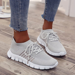 Women's Knitted Breathable Sports Shoes Lace Up Sneakers