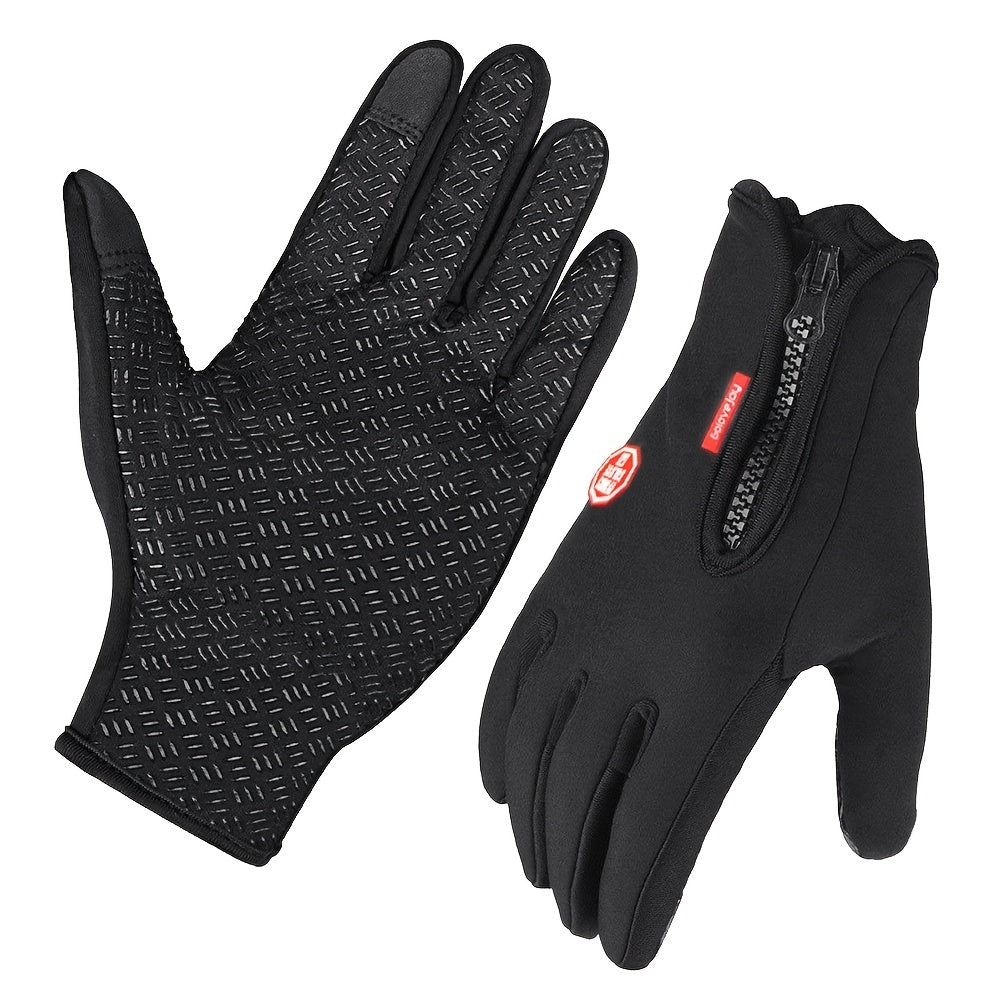 Stay Warm & Dry: 1pair Outdoor Windproof Fleece Gloves