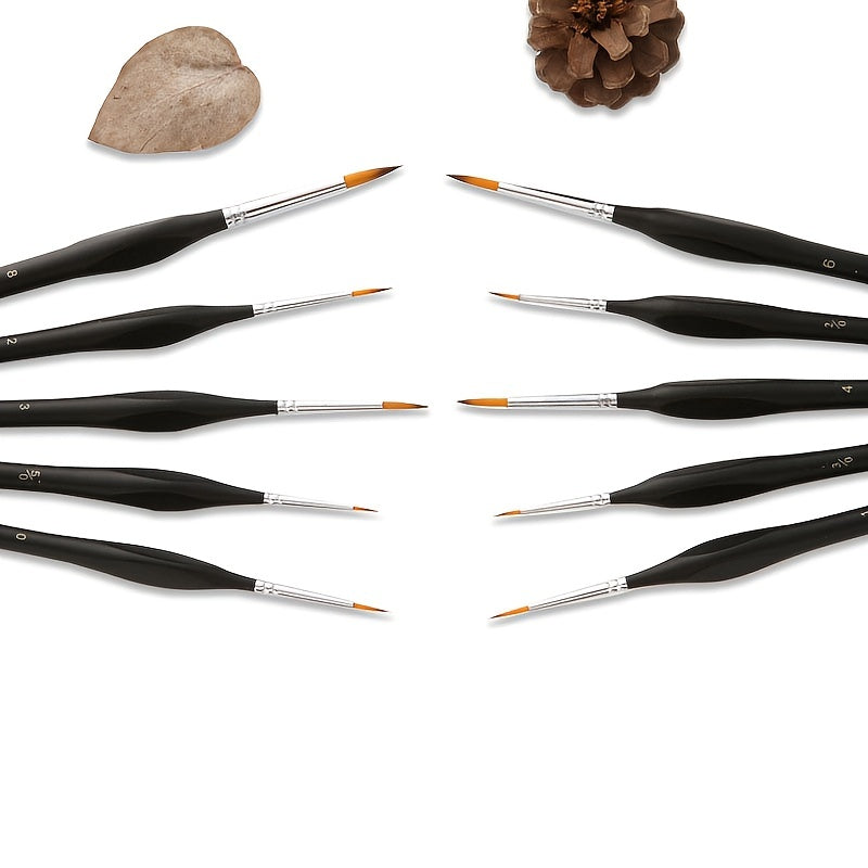 10pcs Triangle Rod Hook Line Pen 8 Detail Brushes with Elbow Outlining Pens