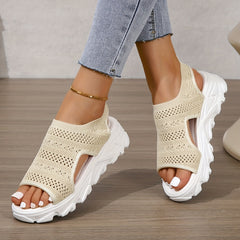 Women's Platform Sandals Open Toe Cutout Breathable Slip On Comfortable Sandals