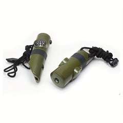 7-in-1 Survival Whistle with Compass, Flashlight & Thermometer