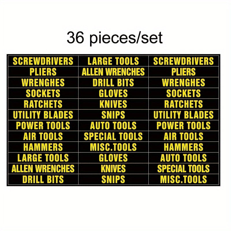 36 Piece Toolbox Label Sticker Set - Organize Your Toolbox In Style