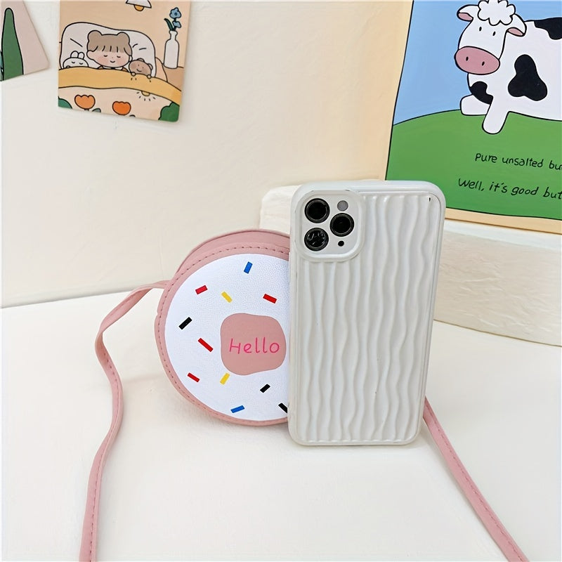 Kids' Cartoon Donut Crossbody Bag PU Leather Lightweight Shoulder Bag