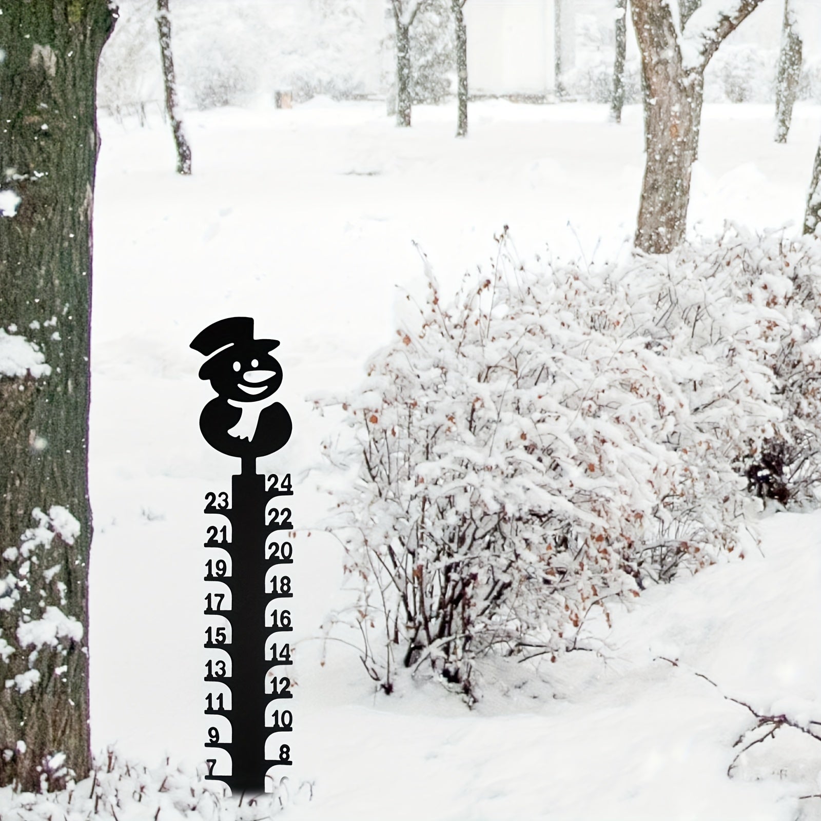 Snowman Art Snow Gauge Christmas Snowfall Measuring Stick Garden Stakes