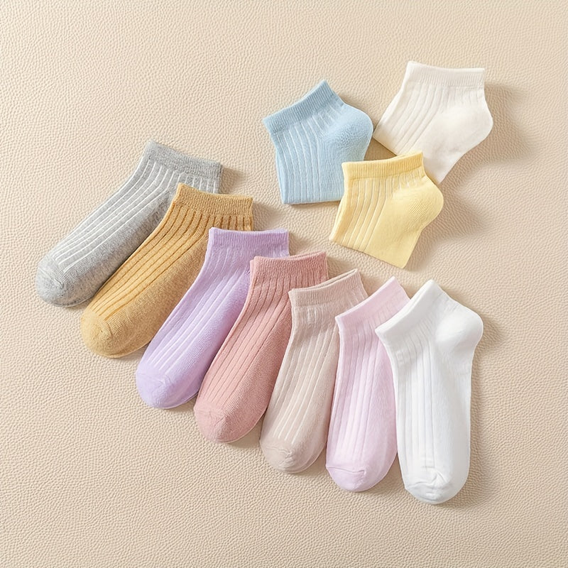 10 Pairs Women's Solid Short Sports Socks Soft & Comfy