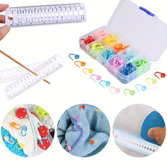 200 Colorful Knitting Markers 1pc Knitting Gauge DIY Craft Safety Pins