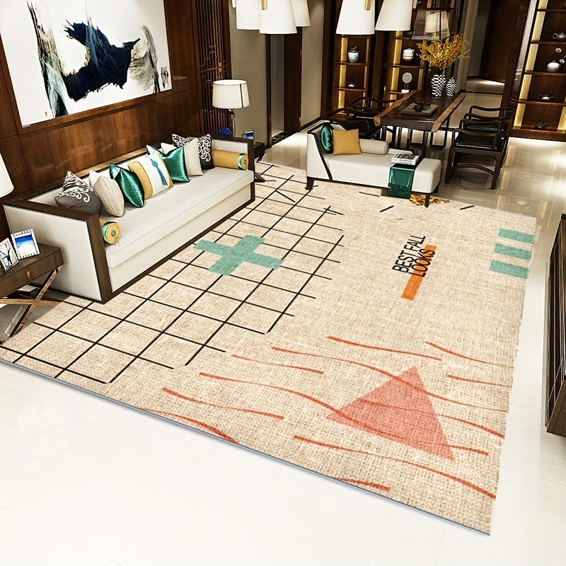 Modern Abstract Shaggy Rug Soft and Comfy Non Slip Machine Washable