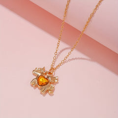 Cartoon Unicorn Heart Pendant Necklace Birthday Gift