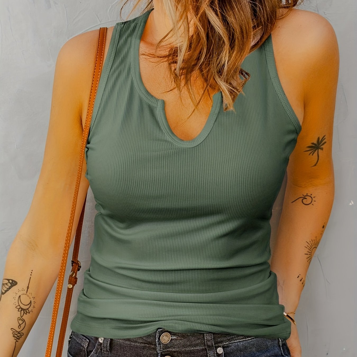 Women's Ribbed Sports Tank Top Sleeveless Round Neck Casual Shirts