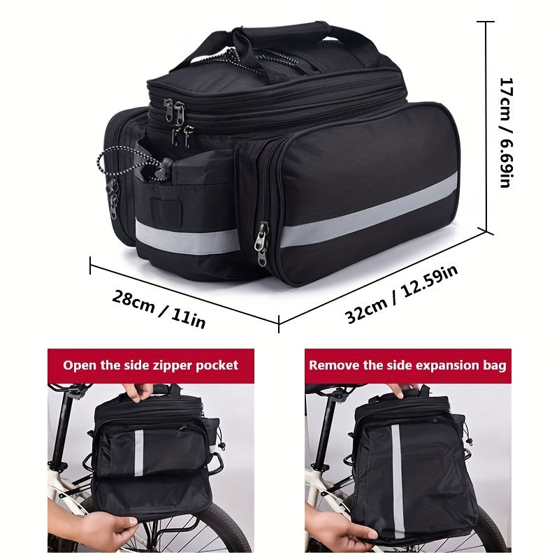 27L Bike Backseat Bag Rear Pack Waterproof Mountain Bike Saddle Rack Trunk Bag
