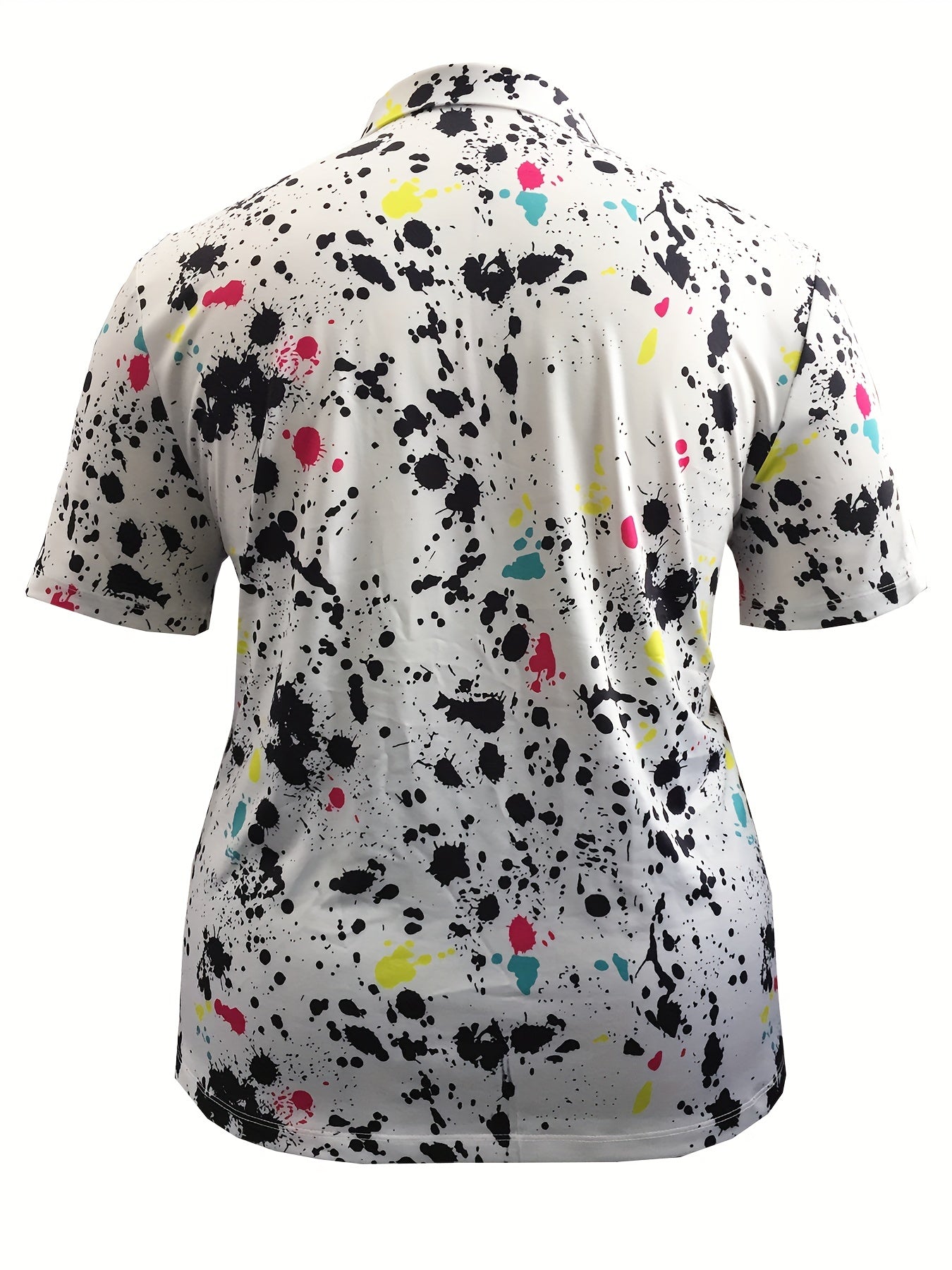 Sports Top Women's Splash Print Polo Neck Golf Shirt