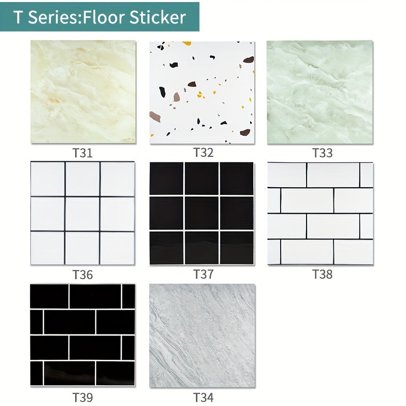 20pcs Marble Floor Stickers Self-adhesive Waterproof Wall Decals