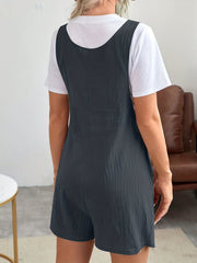 Button Front Overall Romper Casual Sleeveless Romper