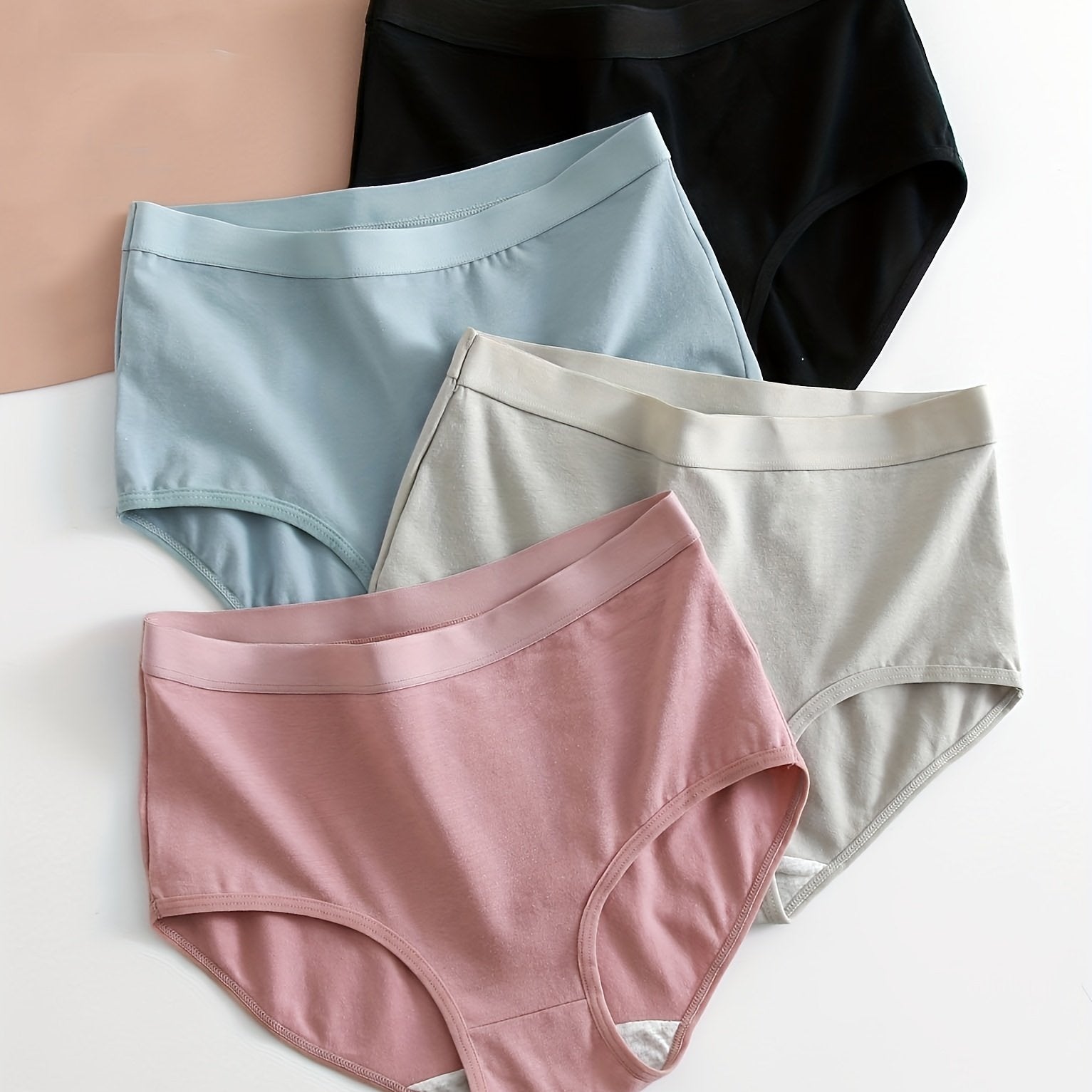4pcs Comfy High Waist Briefs Women's Lingerie