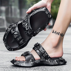 Men's Skull Print Quick Drying Slides for Beach Summer
