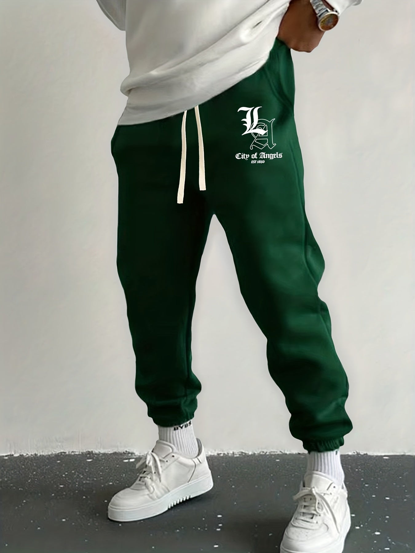 LA Letter Print Drawstring Sweatpants Loose Fit Pants Men's Casual Joggers