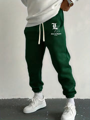 LA Letter Print Drawstring Sweatpants Loose Fit Pants Men's Casual Joggers