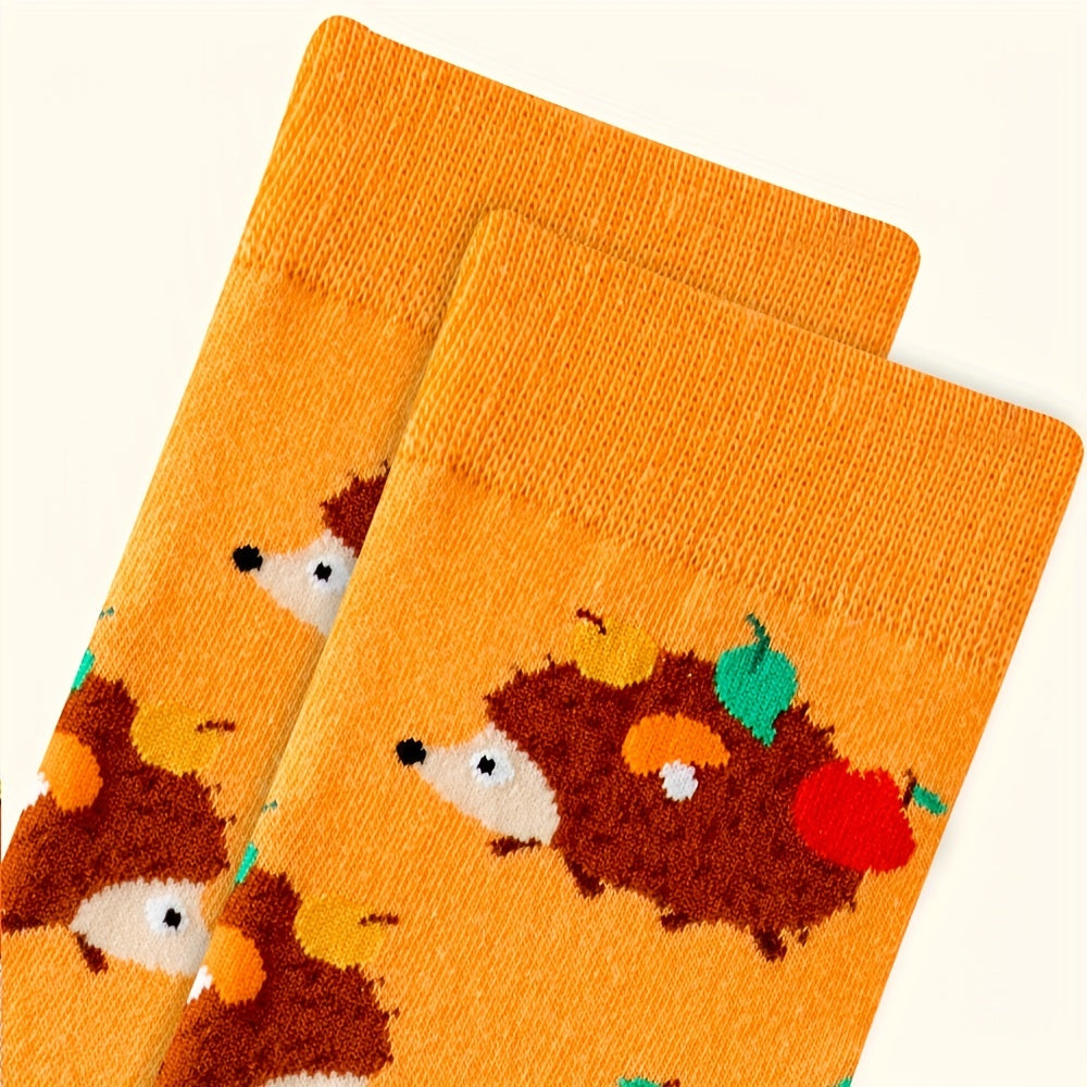 Hedgehog Print Socks Women's Mid Tube Stockings