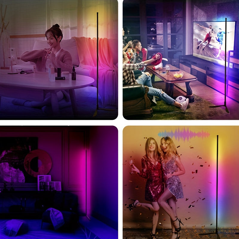 RGB Corner LED Floor Lamp Music Mood Lighting Dimmable Home Decor
