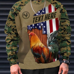 Mexico Rooster Print Men's Camo Long Sleeve Sweatshirt
