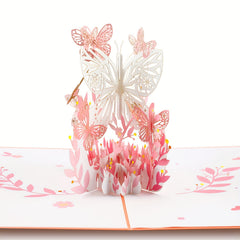 Pink Butterfly Blessing Carving Creative Postcard Anniversary Card