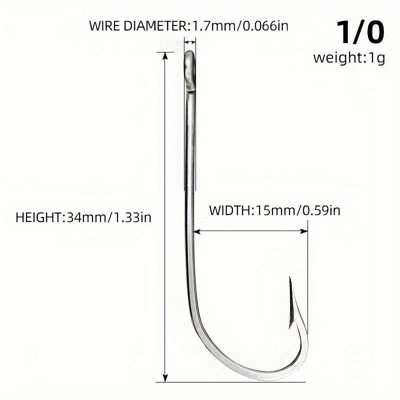 10pcs 34007 Stainless Steel Fishing Hook Long Straight Shank Hook