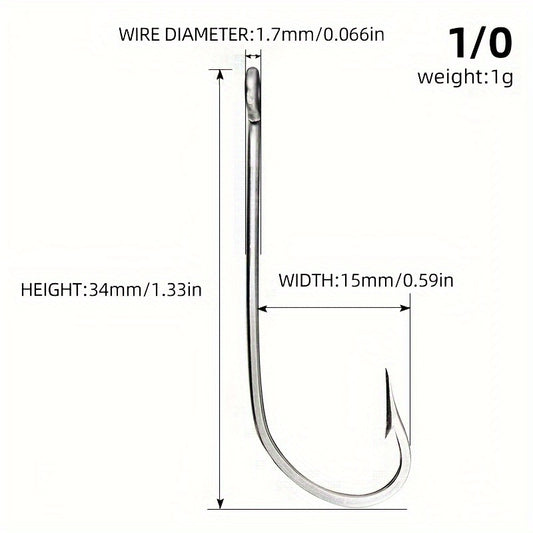10pcs 34007 Stainless Steel Fishing Hook Long Straight Shank Hook